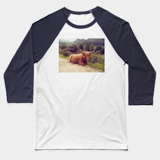 Highland cow, retro nature photography Baseball T-Shirt